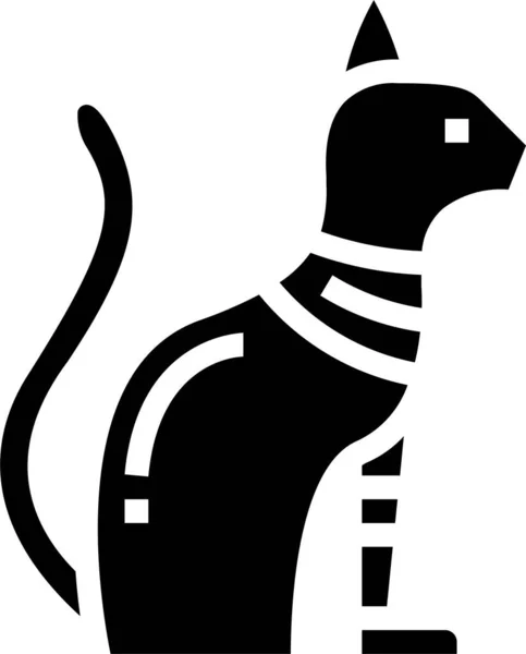 Cat Egypt Egyptian Icon Solid Style — Stock Vector