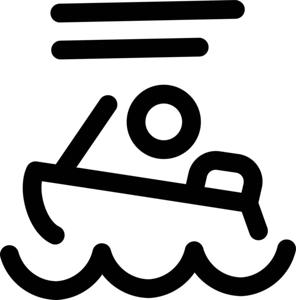 Segelboot Person Symbol Umriss Stil — Stockvektor