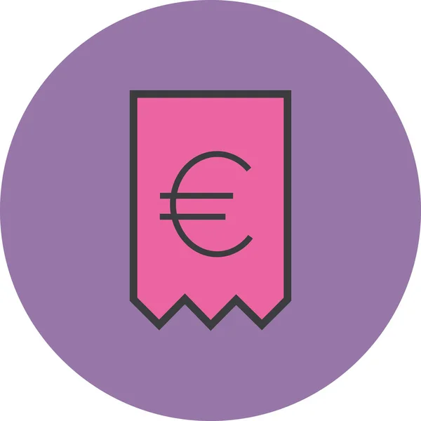 Factura Costo Euro Icono Estilo Contorno Lleno — Vector de stock