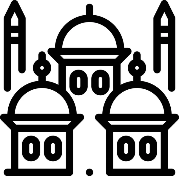 轮廓风格的Islam Masjid月亮图标 — 图库矢量图片