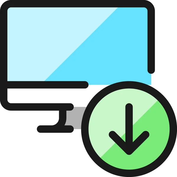 Monitor Letöltés Kitöltött Vázlat Ikon Kitöltött Vázlatos Stílusban — Stock Vector