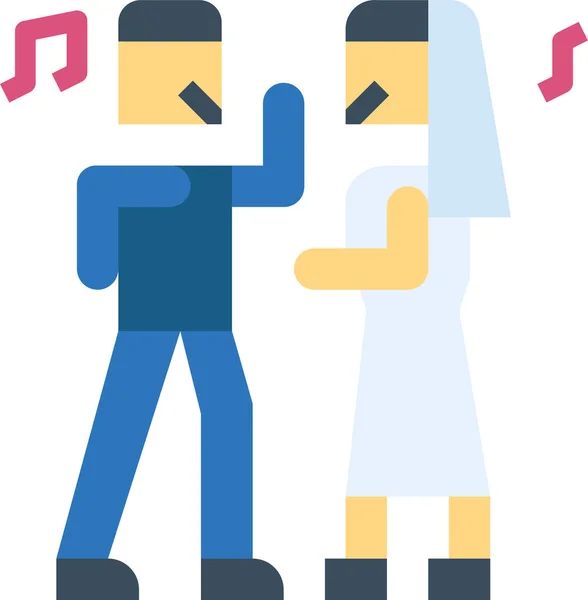 Couple Danse Fête Icône — Image vectorielle