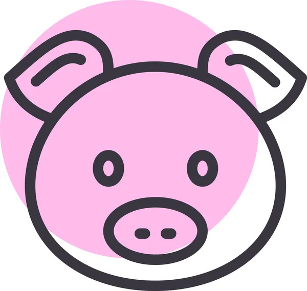 Animal Chinese Pig Icon Filled Outline Style — Stock Vector