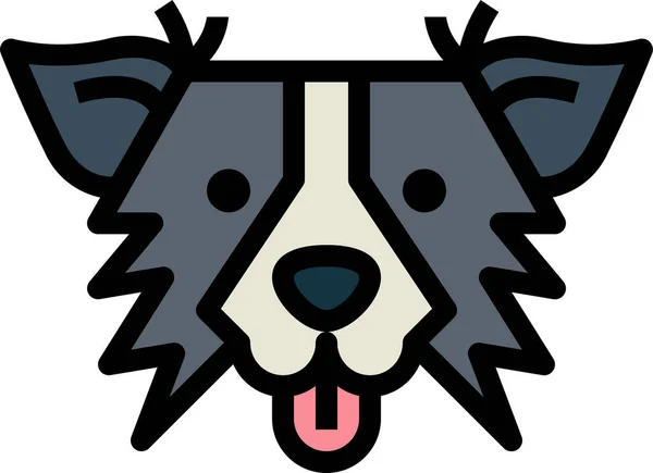 Borde Collie Perro Icono Estilo Contorno Lleno — Vector de stock