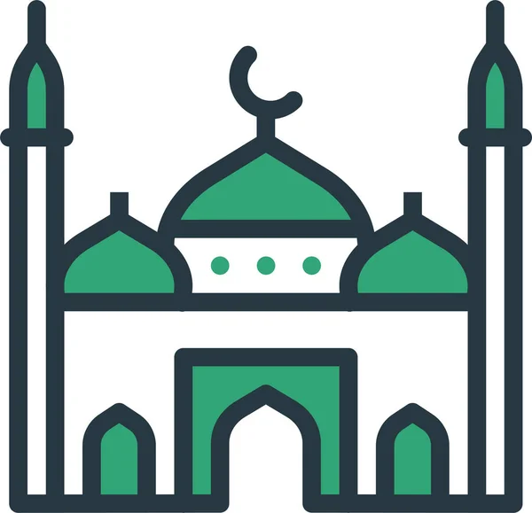 Икона Молитвы Мечети Ислама Стиле Заполненного Контура — стоковый вектор