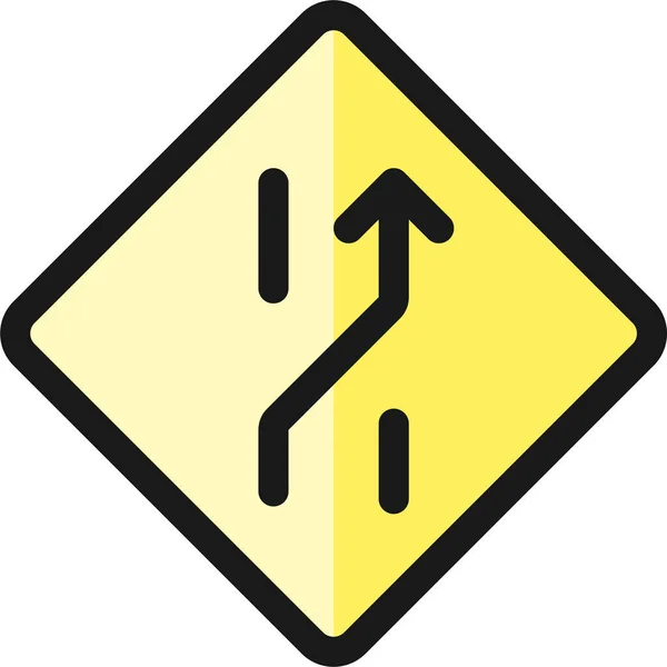 Verkeersbord Rijstrook Pictogram Gevulde Outline Stijl — Stockvector