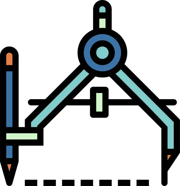 Ikona Kresby Kompasu Stylu Výplně Obrysu — Stockový vektor