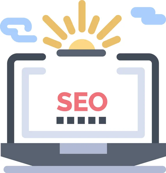 Configuration Ordinateur Portable Seo Icône Dans Style Plat — Image vectorielle