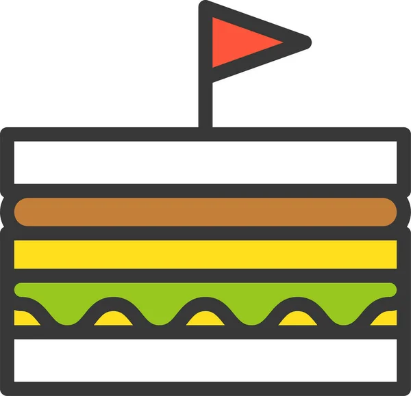 Brood Ontbijt Fastfood Icoon Gevulde Outline Stijl — Stockvector