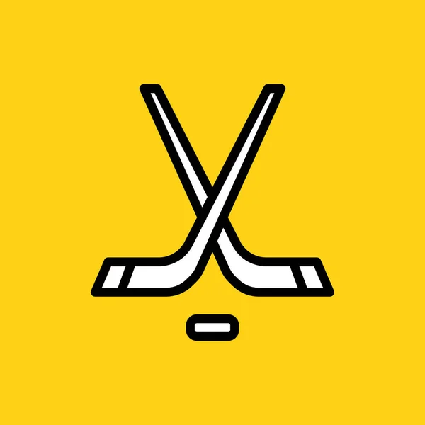 Jeu Hockey Icône Glace Dans Style Contour — Image vectorielle