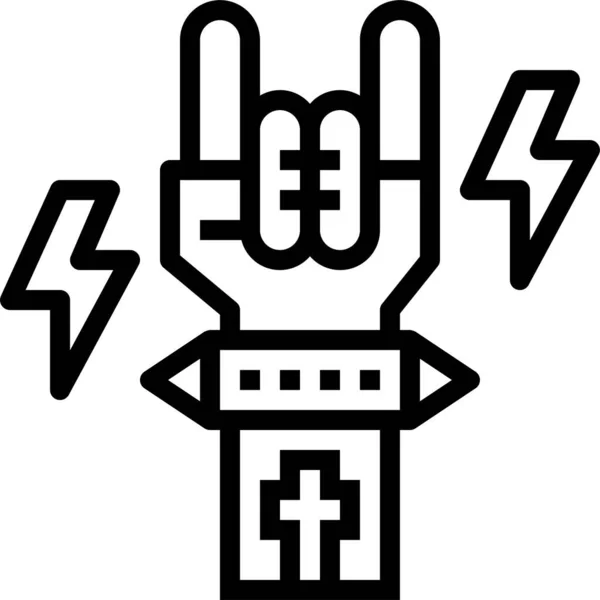 Hand Schwere Punk Ikone Outline Stil — Stockvektor