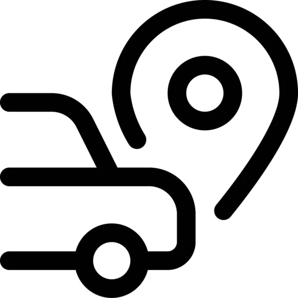 Navigasyon Otomobili Pin Simgesi Ana Hat Biçiminde — Stok Vektör