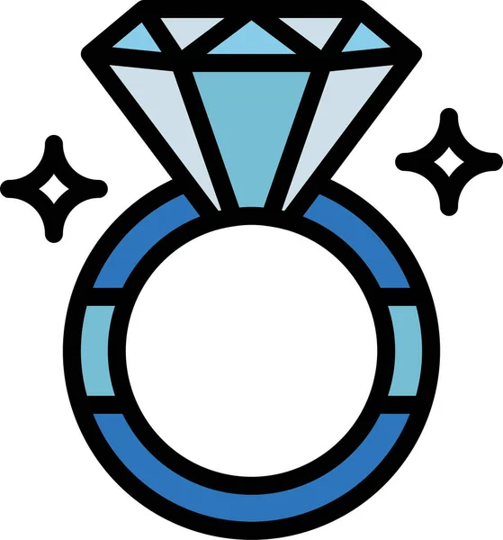 Bague Bijoux Diamant Icône Dans Style Contour Rempli — Image vectorielle