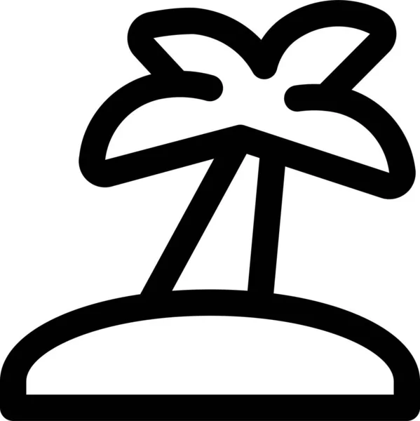 Ikona Palmy Plażowej Stylu Zarysu — Wektor stockowy