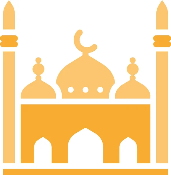 Membangun Ikon Masjid Islam Dalam Gaya Padat - Stok Vektor