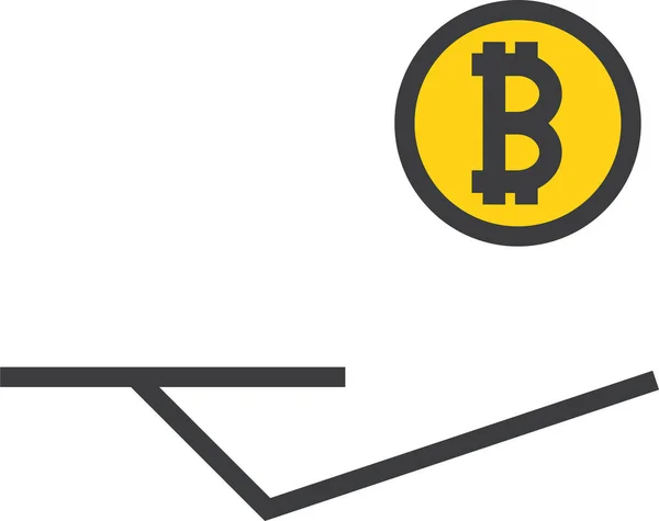 Accepter Bitcoin Icône Numérique Dans Style Contour Rempli — Image vectorielle