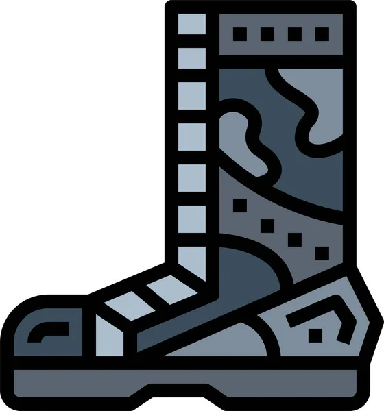 Boot Clothes Footwear Icon Military War Category — Stock Vector