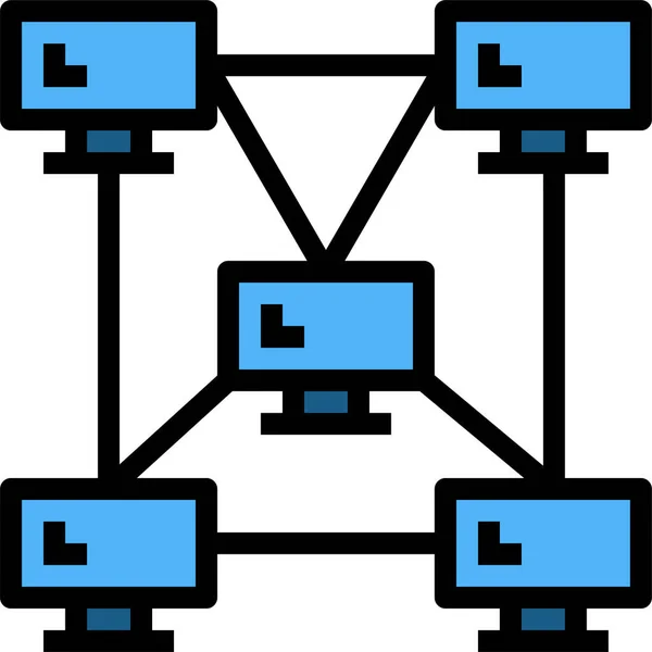 Icône Lien Hybride Connexion Dans Style Contour Rempli — Image vectorielle