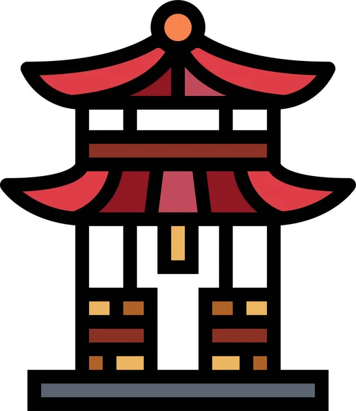 Chinese Cultures Shrine Icon Filled Outline Style — Stock Vector