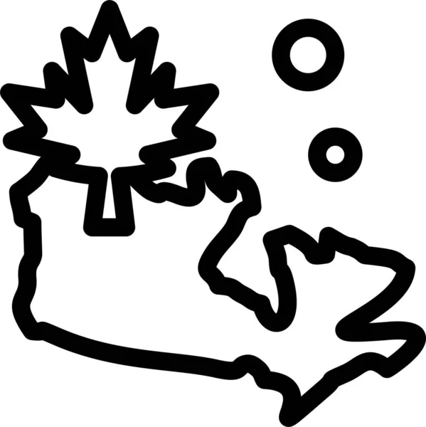Ikona Listové Mapy Kanady Stylu Osnovy — Stockový vektor