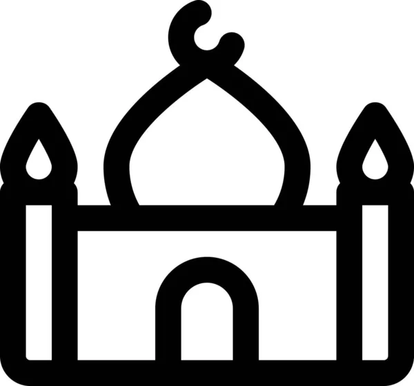 Landmärke Taj Mahal Ikon Konturstil — Stock vektor