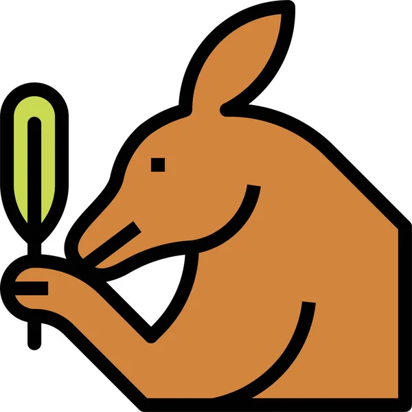 Icône Feuille Animal Kangourou Dans Style Contour Rempli — Image vectorielle
