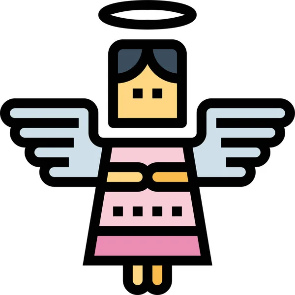 Angel Christmas Easter Icon Filled Outline Style — Stock Vector