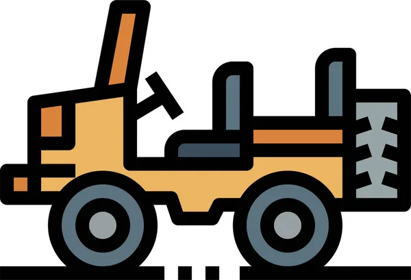 Coche Jeep Icono Transporte Estilo Contorno Lleno — Vector de stock