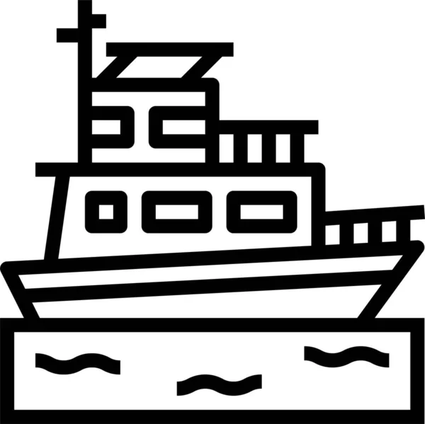 Navigazione Barca Vela Icona Trasporto Stile Contorno — Vettoriale Stock