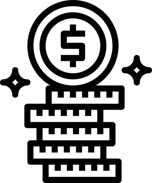 Ikona Měny Žetonů Stylu Osnovy — Stockový vektor