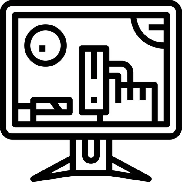 Akció Játék Monitor Ikon — Stock Vector