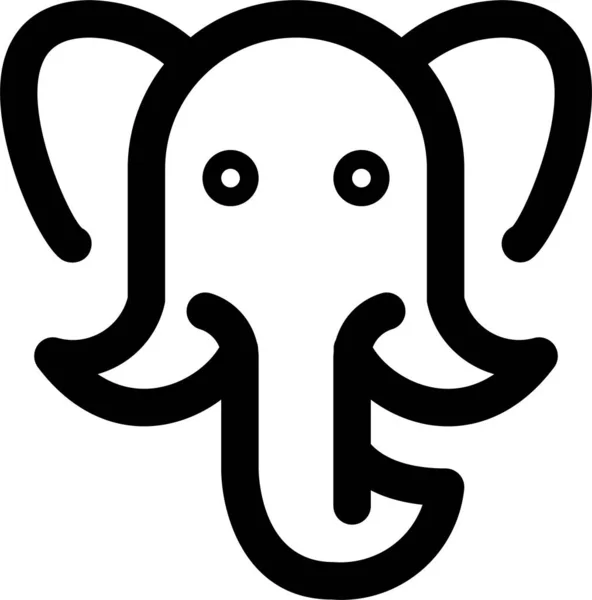 Elefante Cabeza Mamífero Icono Estilo Contorno — Archivo Imágenes Vectoriales