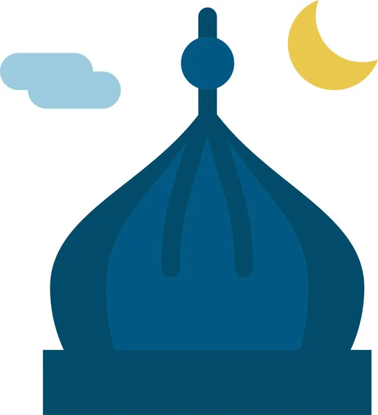 Islam Masjid Moon Icon Flat Style — Stock Vector