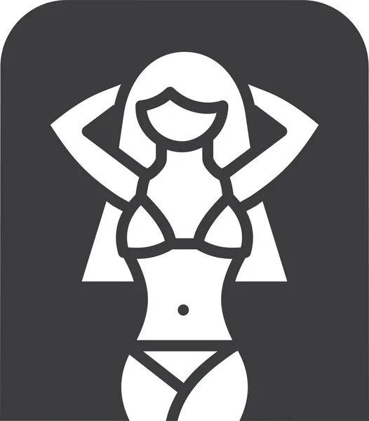 Bikini Holiday Sunbathing Icon Solid Style — Stock Vector
