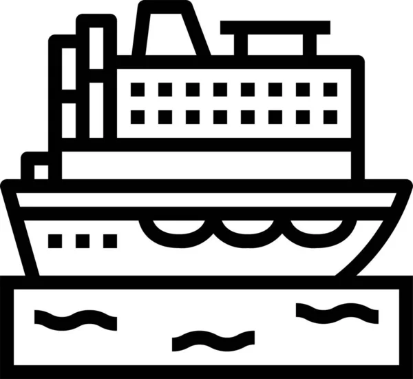 Cruiser Ferry Vakantie Icoon Grote Lijnen — Stockvector