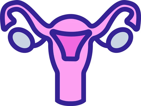 Contraception Col Utérus Icône Féminine Dans Style Contour Rempli — Image vectorielle