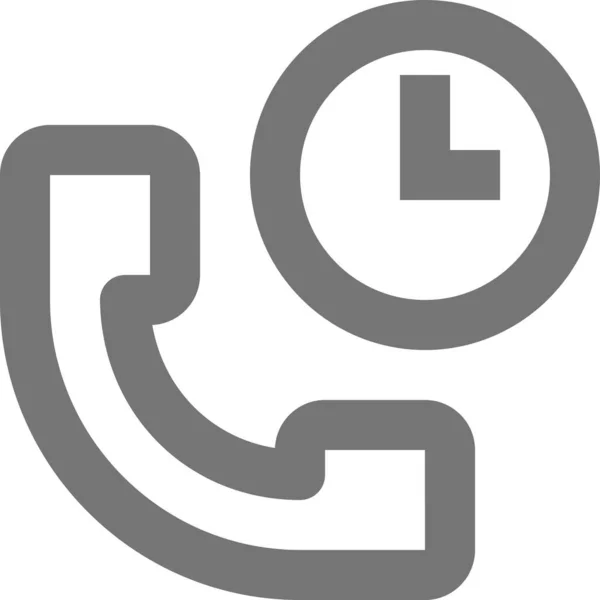 Значок Телефона Часами Очертаниях — стоковый вектор