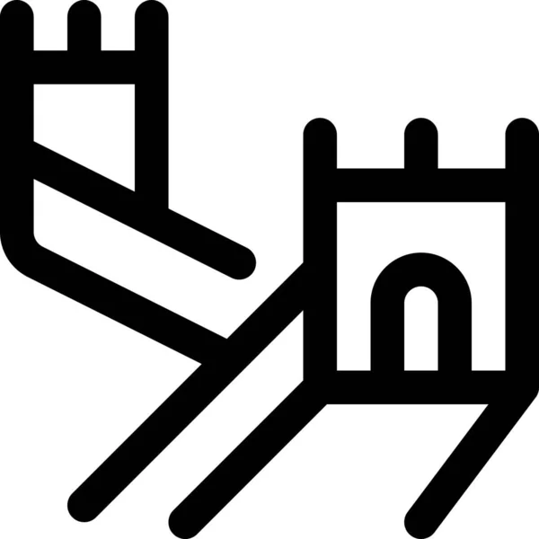 Значок Китайської Стіни Контурному Стилі — стоковий вектор