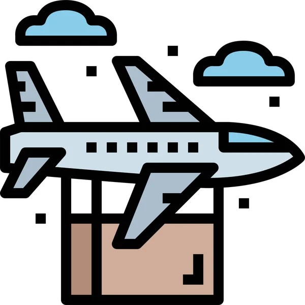 Icône Avion Vol Cargo Dans Style Contour Rempli — Image vectorielle
