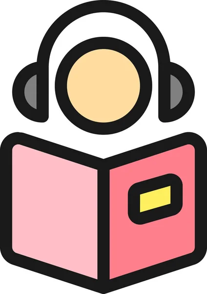 Audio Book Headphones Icon Filled Outline Style — Stock Vector