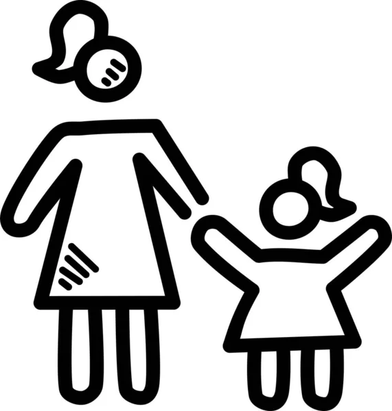 Οικογενειακό Εικονίδιο Ημέρας Κόρης Στην Κατηγορία Μητέρας Πατέρα Ημέρας — Διανυσματικό Αρχείο