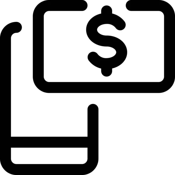 Smartphone Payer Icône Dollar Dans Style Contour — Image vectorielle