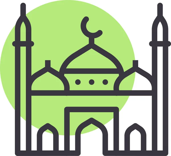 Ícone Oração Mesquita Islâmica Estilo Esboço Preenchido — Vetor de Stock