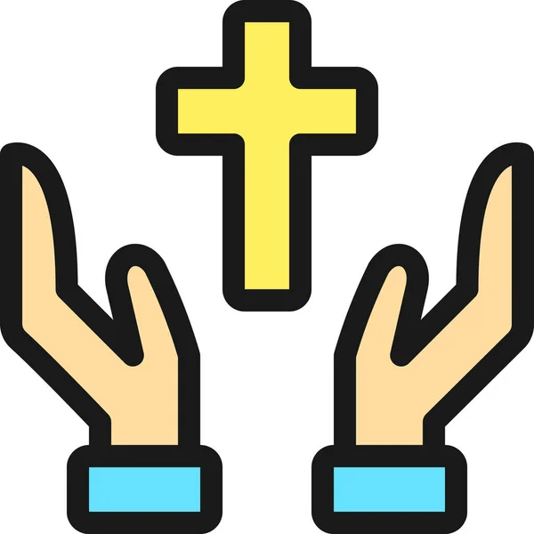 Χέρια Θρησκεία Γεμάτο Περίγραμμα Εικονίδιο Στυλ Γεμάτο Περίγραμμα — Διανυσματικό Αρχείο