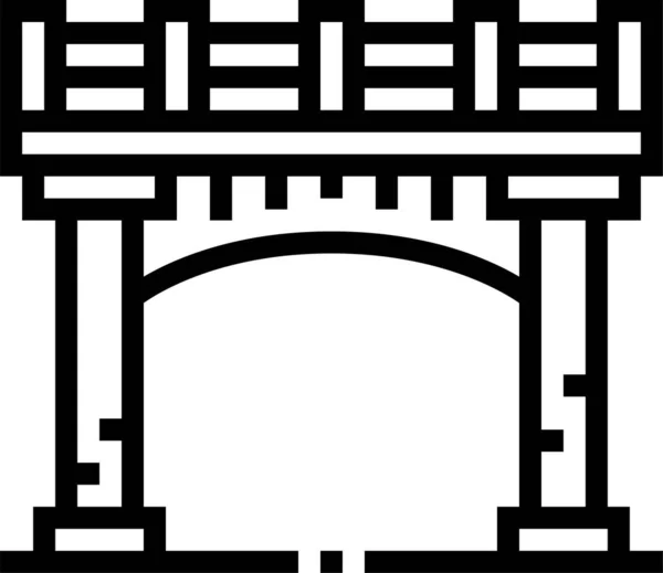 Architektura Most Řeka Ikona Obrysu Stylu — Stockový vektor
