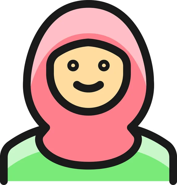 Religion Femme Musulmane Icône Dans Style Contour Rempli — Image vectorielle