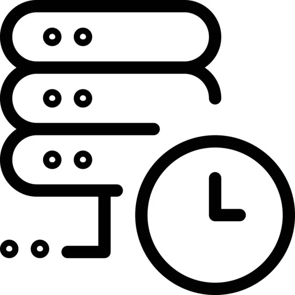 Icône Réseau Internet Horloge Dans Style Contour — Image vectorielle