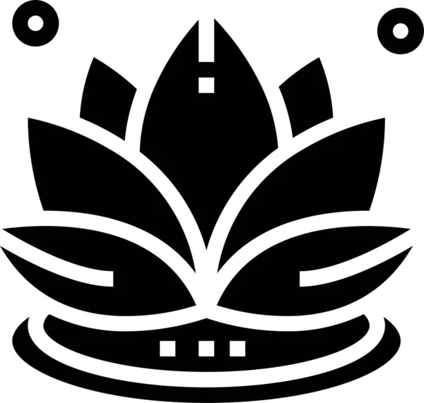 Les Cultures Bouddha Icône Fleur Dans Style Solide — Image vectorielle