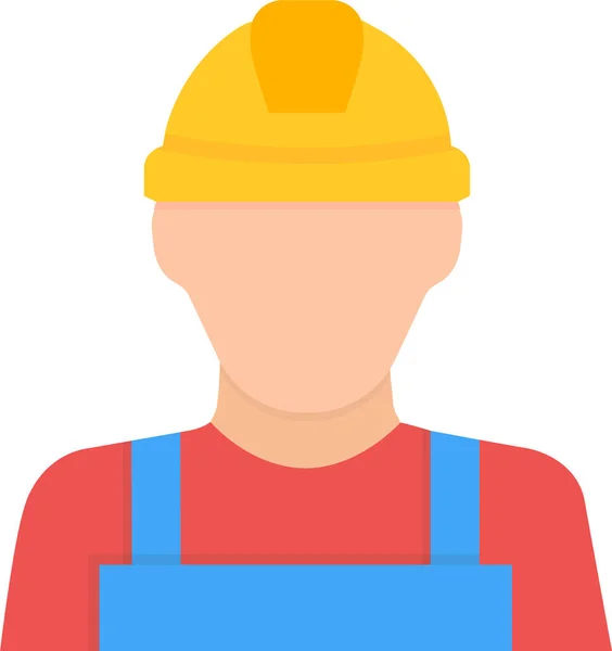 Bauarbeiter Ikone Flachen Stil — Stockvektor