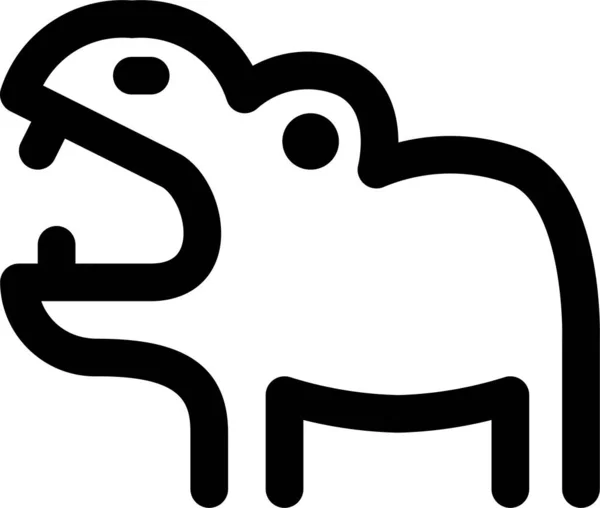 Hipopótamo Icono Mamífero Corporal Estilo Esquema — Vector de stock